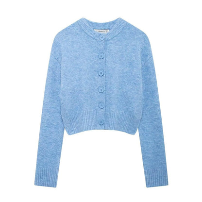Damen Strickcardigan Kurz Knopfverschluss Eveloria
