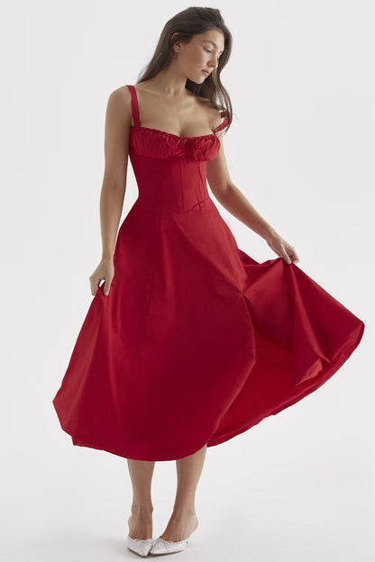 Damen Maxikleid Gerafftes Oberteil Eleganter Schnitt Eveloria
