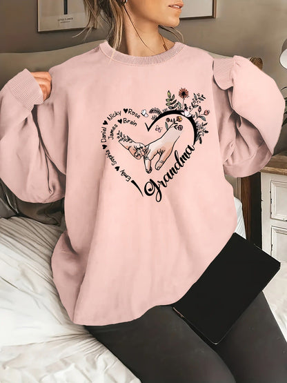 Damen Pullover Blumenmuster Baumwolle Entspannt Eveloria