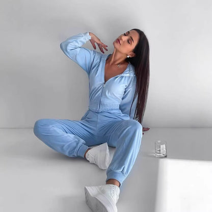 Damen Fleece-Overall Reißverschluss Kapuze Eveloria