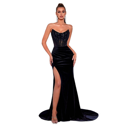 Damen Abendkleid transparentes Oberteil Figurbetonter Schnitt Eveloria