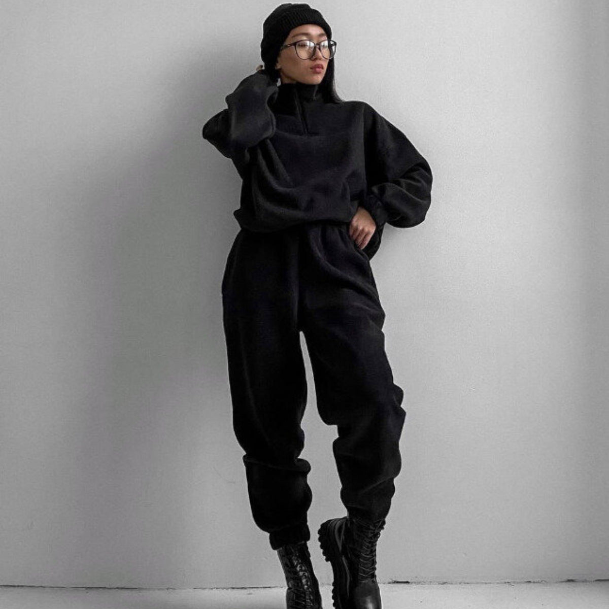Damen Fleece-Sweatanzug mit Hochkragen