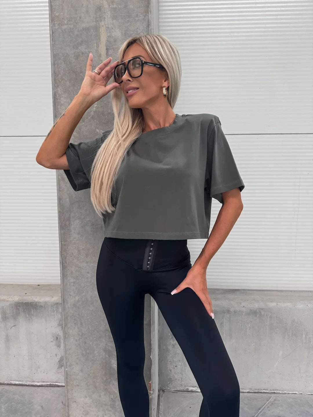 Damen T-Shirt Leopardenmuster Kurzarm weiß