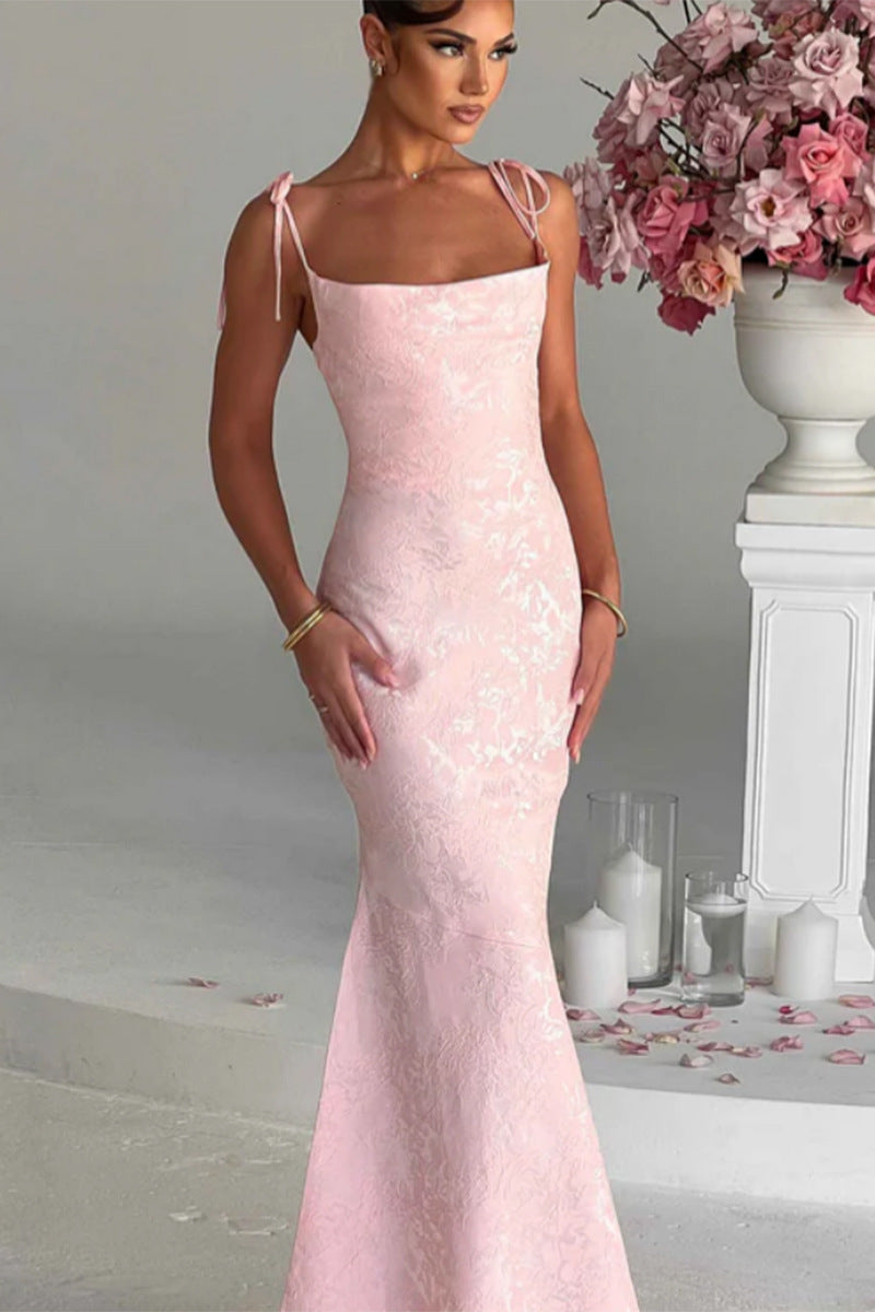 Damen Abendkleid Floralmuster Verstellbare Träger Eveloria