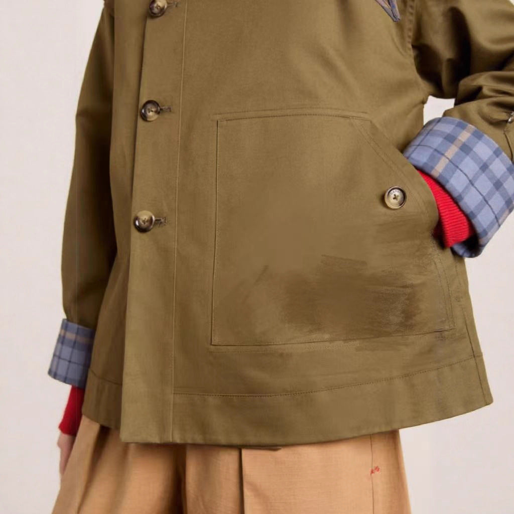 Damen Trenchcoat Modisch mit Kragen und Taschen Eveloria
