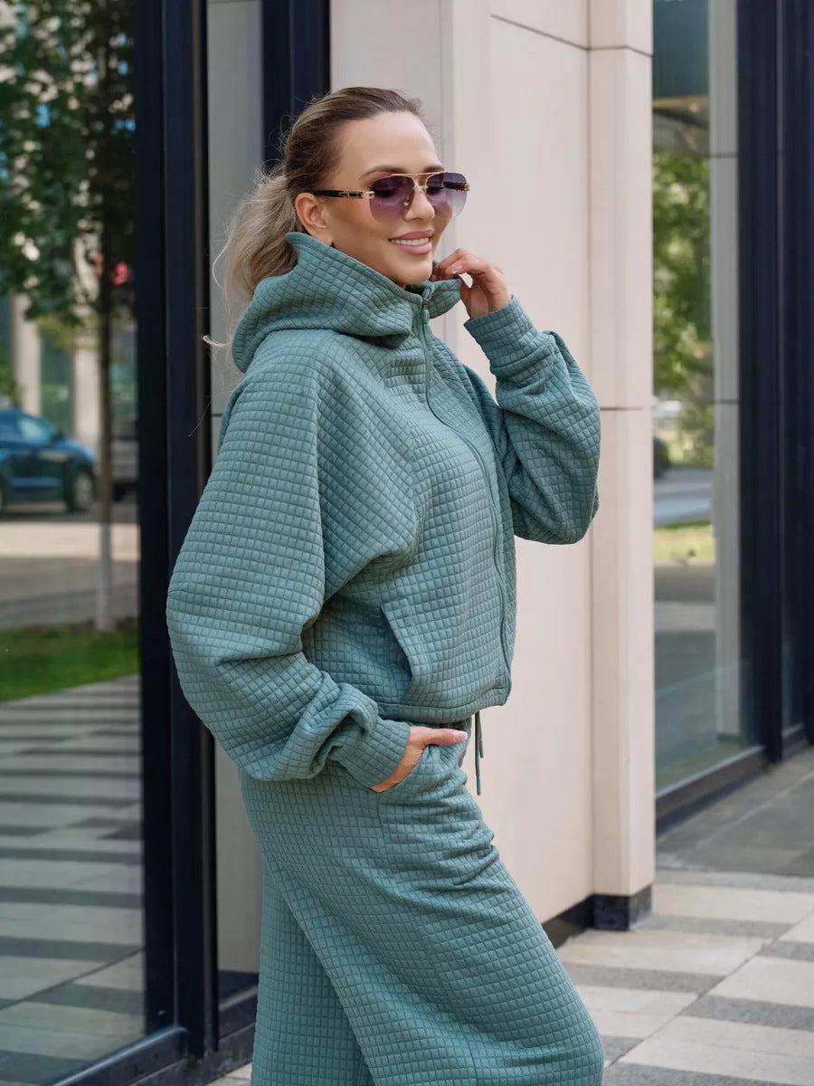 Damen Kapuzenpullover mit weitem Hosenanzug Eveloria
