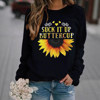 Damen Sweatshirt Sonnenblume Aufdruck Motivierender Spruch Eveloria - Eveloria
