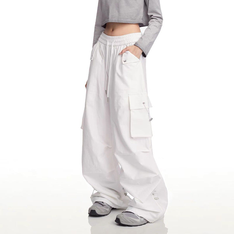 Damen Cargo-Hose mit Seitentaschen und verstellbarem Bund