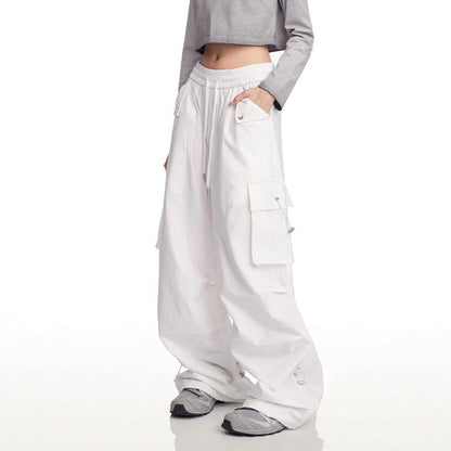Damen Cargo-Hose mit Seitentaschen und verstellbarem Bund