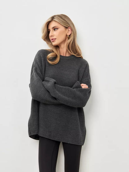 Damen Grobstrickpullover Weiches Material Beige