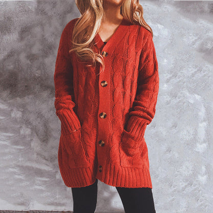 Damen Strickjacke V-Ausschnitt Knöpfe Grau Eveloria