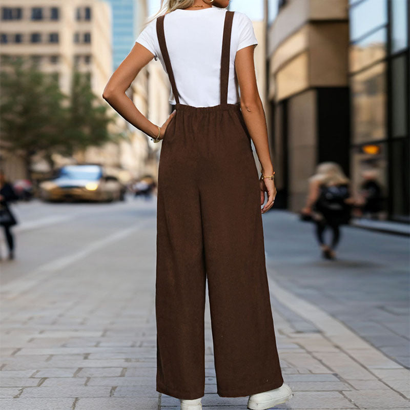 Damen Latzhose Weites Bein Hochwertiger Stoff Bequem Eveloria