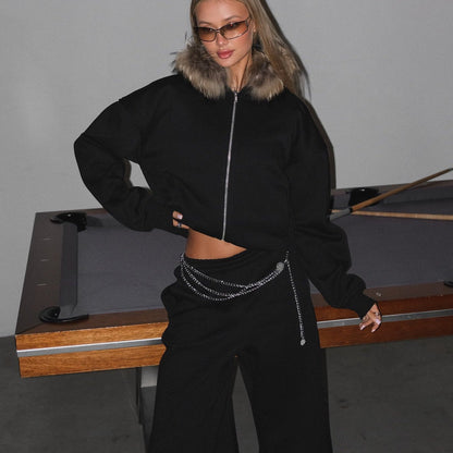 Damen Oversize-Jacke Lässig Reißverschluss Praktische Taschen