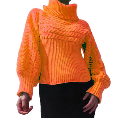 Damen Strickpullover Rollkragen Strukturiert Eveloria