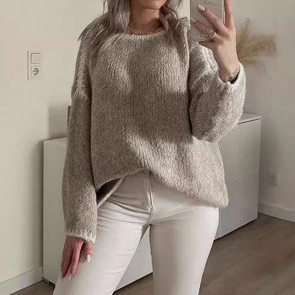 Damen Oversized Strickpullover KontrastAkzente