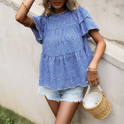 Damen Bluse Rüschendetails Florales Muster Eveloria