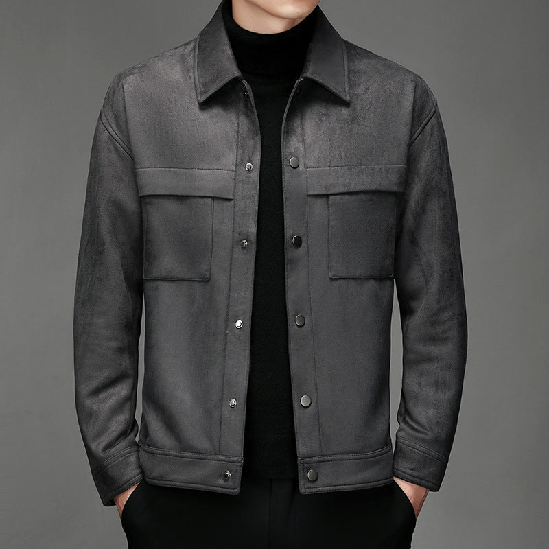Eveloria Herren Wildlederjacke Elegantes Design Braun
