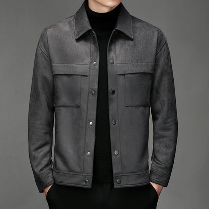 Eveloria Herren Wildlederjacke Elegantes Design Braun