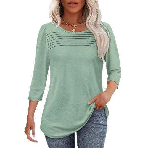 Damen Langarmshirt Plissee-Details Eveloria