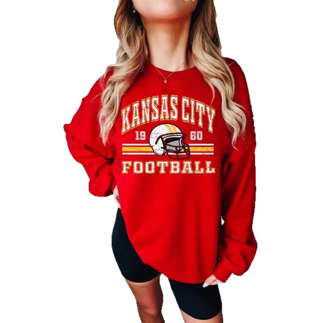 Damen Oversized Sweatshirt Football Motiv Eveloria