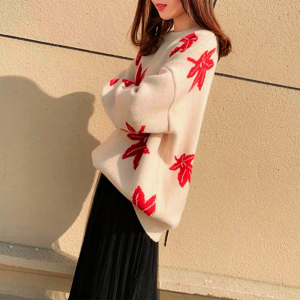 Damen Oversized Pullover Blattform Eveloria
