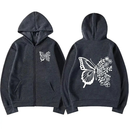 Damen Kapuzenpullover Floralmuster Kängurutasche