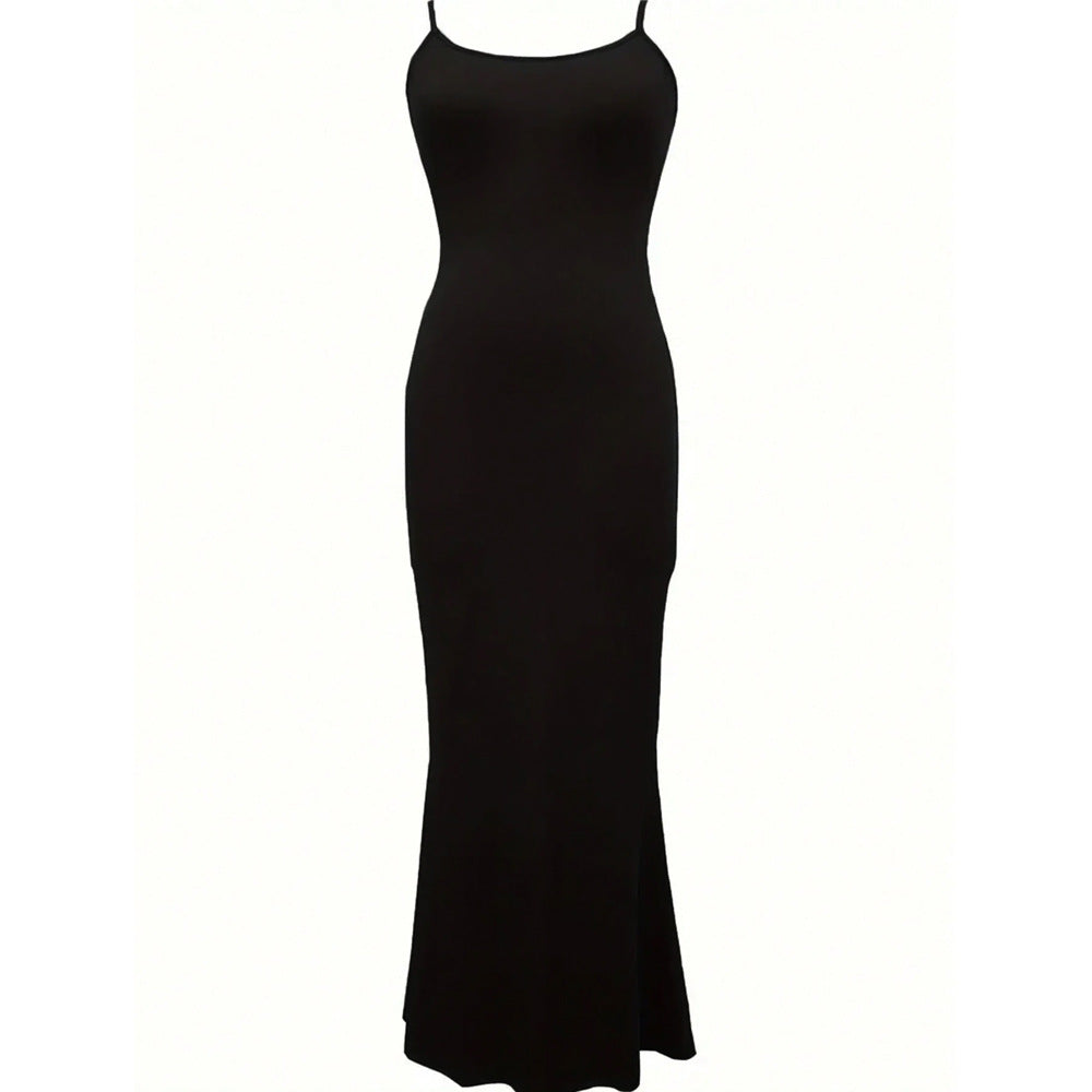 Damen Maxikleid Schmalträger Fließender Schnitt Eveloria