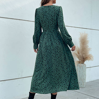 Damen Maxikleid Knotendetail Voluminöse Ärmel Eveloria