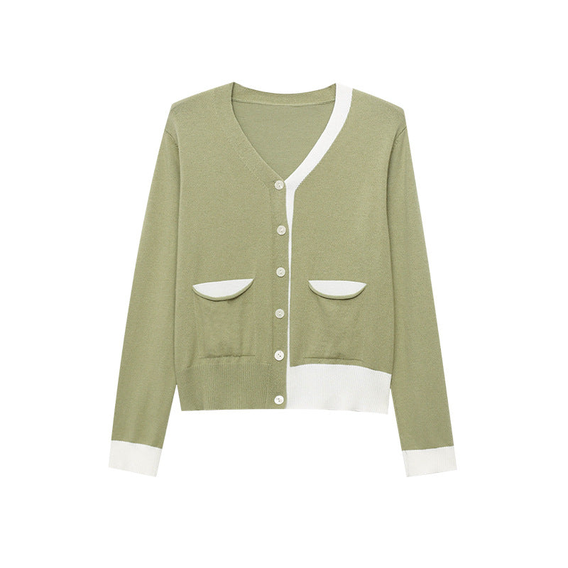 Damen Strickjacke V-Ausschnitt Taschen Eveloria
