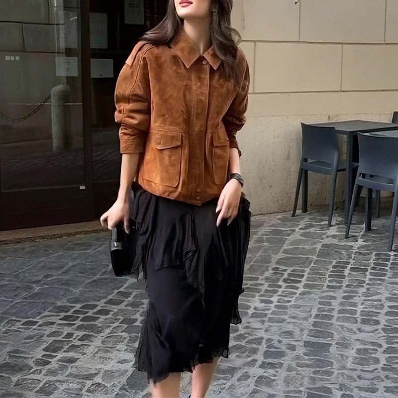 Damenleichtjacke Oversized Schnitt mit Taschen Eveloria