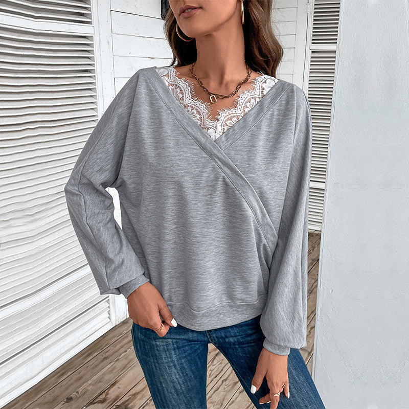 Damen Oberteil V-Ausschnitt Alltagstauglich Elegantes Design