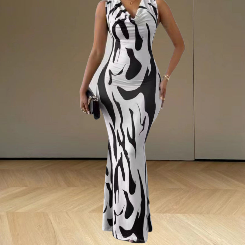 Damen Maxikleid Figurbetont Trendmuster Eveloria
