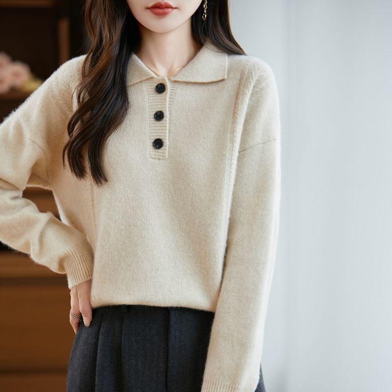 Damen Pullover mit Knopfleiste Elegantes Design