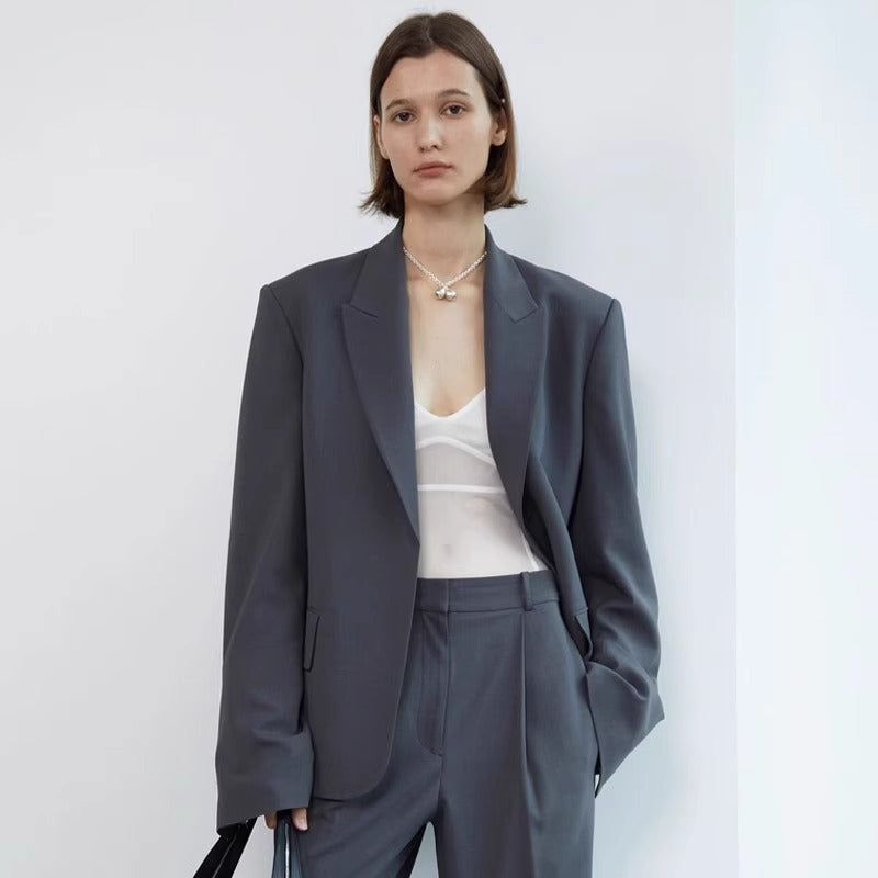 Damen Oversize Blazer Elegant Dezent Eveloria