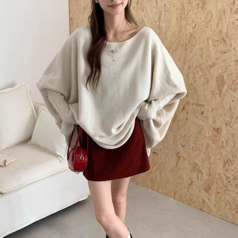 Damen Oversized Pullover Weiches Material Lässiger Schnitt Beige - Eveloria