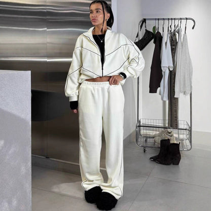 Damen Freizeit-Loungewear-Set Langärmlig Reißverschluss Eveloria