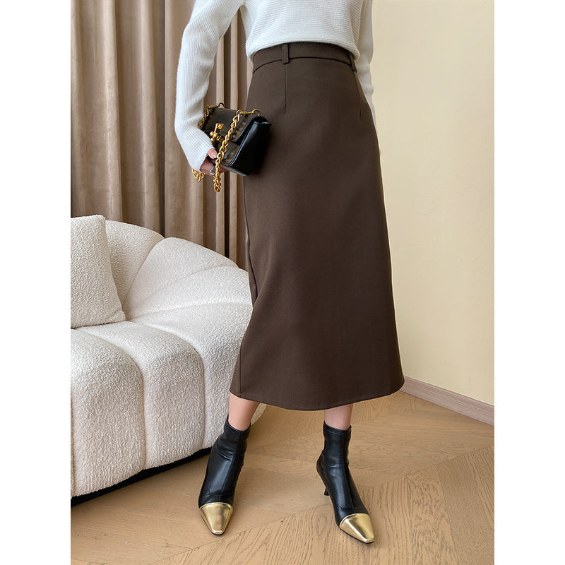 Damen Midirock Moderner Schnitt Hochtaschen Eveloria