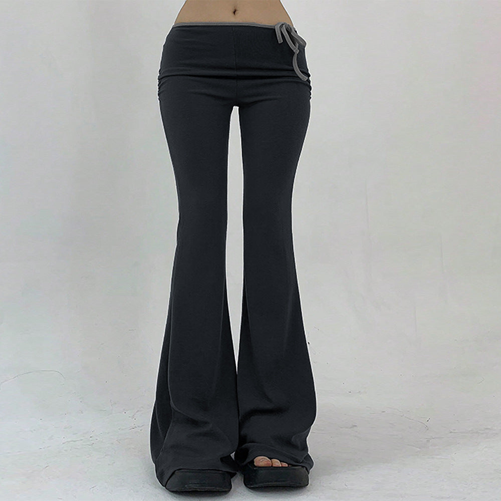Damen Yoga-Hose Flared elastisch gerippt Schwarz Eveloria - Eveloria