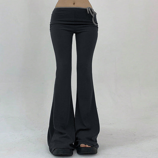 Damen Yoga-Hose Flared elastisch gerippt Schwarz Eveloria - Eveloria