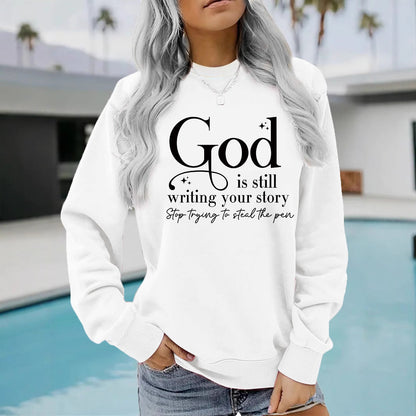 Damen Sweatshirt Inspirierender Schriftzug Grau