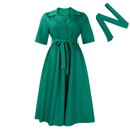 Damen Midikleid Tailliert Knopfleiste Eveloria