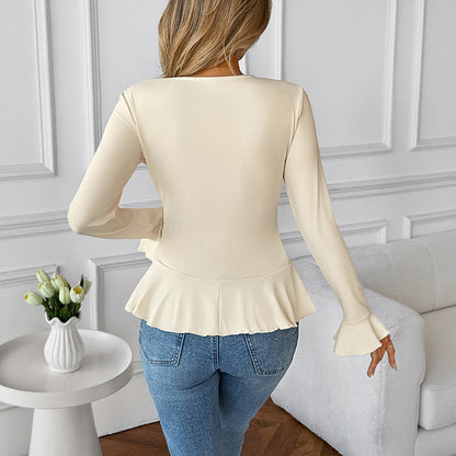 Damen Bluse Rüschendetails Feminin Weiß