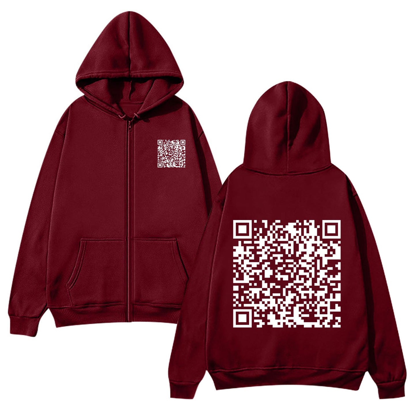 Damen Kapuzenjacke Weiches Fleece QR-Code-Design Eveloria