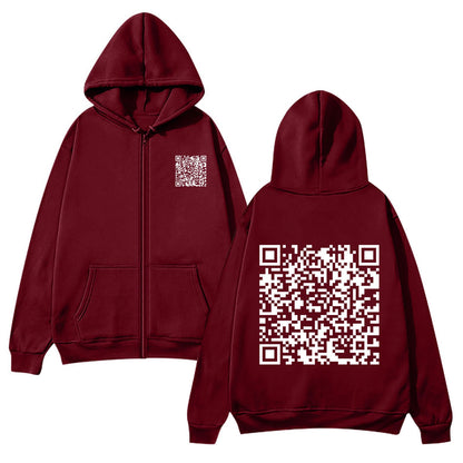 Damen Kapuzenjacke Weiches Fleece QR-Code-Design Eveloria