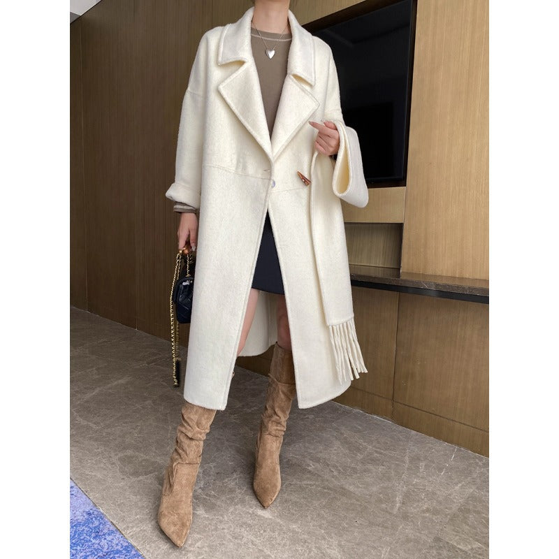 Damen Oversized-Mantel Fransen Tiefkragen Schwarz Eveloria - Eveloria