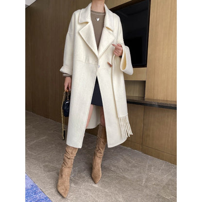 Damen Oversized-Mantel Fransen Tiefkragen Schwarz Eveloria - Eveloria