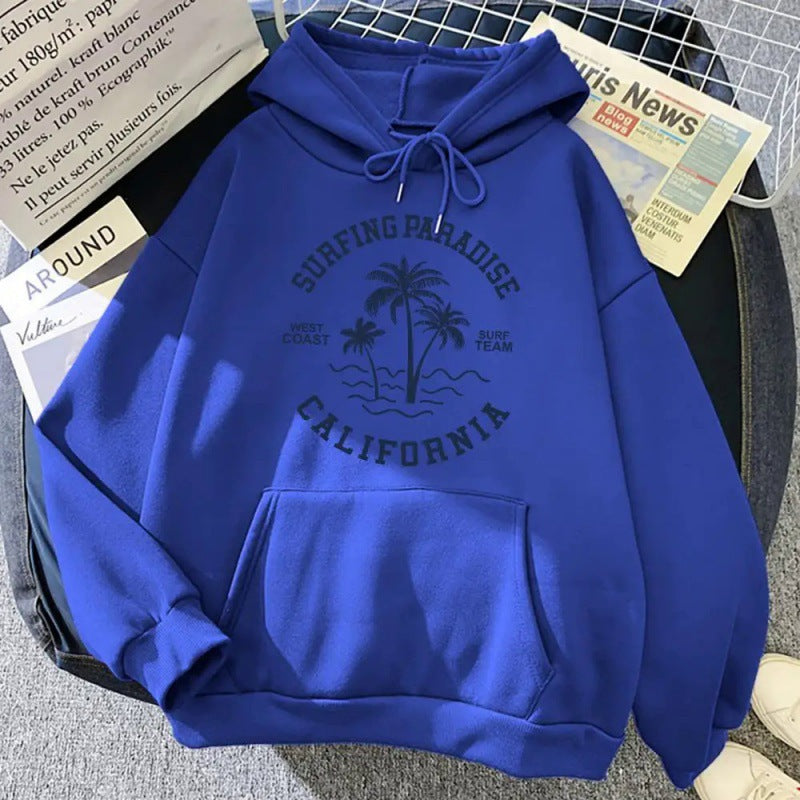 Damen Kapuzenpullover Baumwollmischung Surf-Motiv