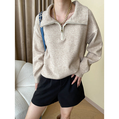 Damen Pullover Halb-Reißverschluss Lässiger Schnitt Eveloria