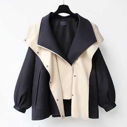 Damen Übergangsjacke Großer Kragen Praktische Taschen Eveloria