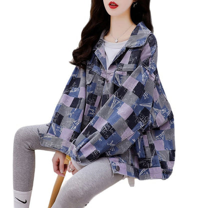 Damen Oversized Jeansjacke Muster Eveloria
